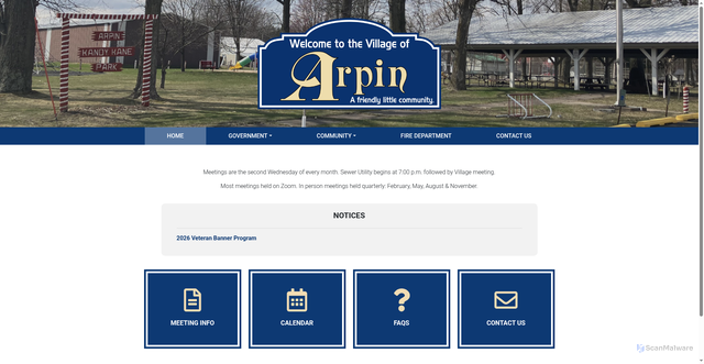 Security scan screenshot of https://arpinvillagewi.gov/