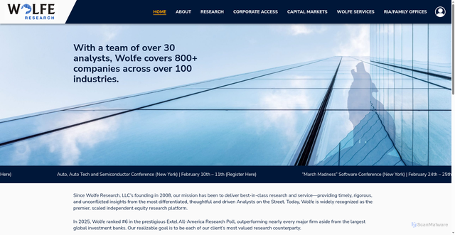 Security scan screenshot of https://go.wolferesearch.com