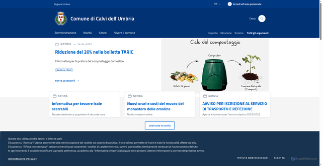 Security scan screenshot of https://www.comune.calvidellumbria.tr.it/