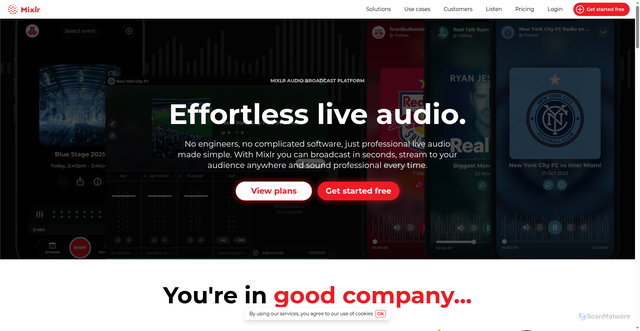 Security scan screenshot of https://mixlr.com