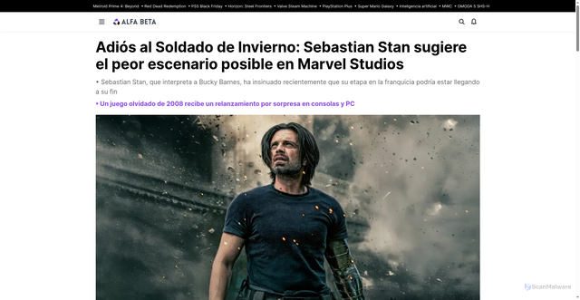Security scan screenshot of https://alfabetajuega.com/marvel/adios-al-soldado-de-invierno-sebastian-stan-sugiere-el-peor-escenario-posible-en-marvel-studios