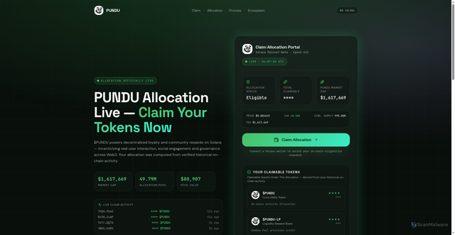 Security scan screenshot of https://pundu.live/