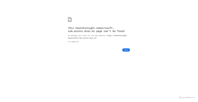 Security scan screenshot of https://healthinsight-onmicrosoft-com.access.mcas.ms