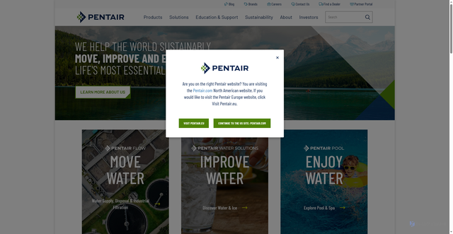 Security scan screenshot of https://pentair.com