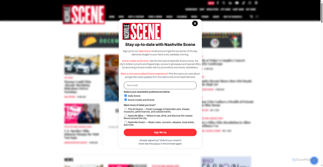 Security scan screenshot of https://www.nashvillescene.com/