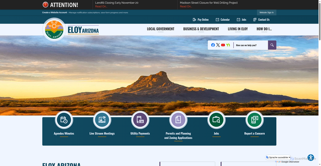 Security scan screenshot of https://eloyaz.gov/