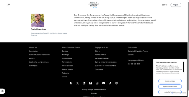 Security scan screenshot of https://www.weforum.org/people/daniel-crenshaw/