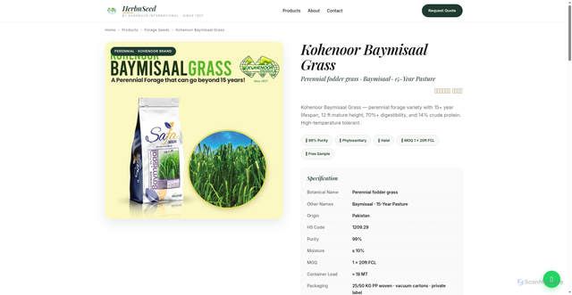 Security scan screenshot of https://herbnseed.pages.dev/products/baymisaal-grass.html