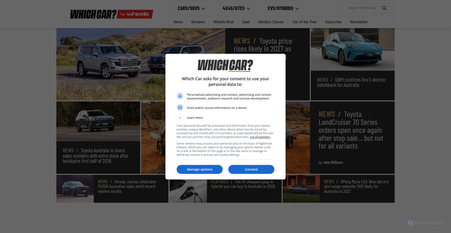 Security scan screenshot of https://whichcar.com.au