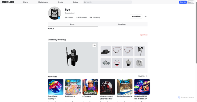 Security scan screenshot of https://www.roblox.com.ml/users/6472748795/profile