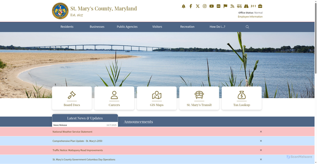 Security scan screenshot of https://www.stmaryscountymd.gov/