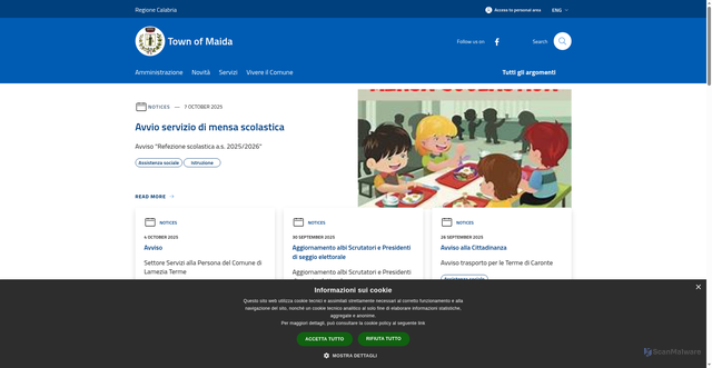 Security scan screenshot of https://www.comune.maida.cz.it/it