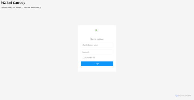 Security scan screenshot of https://storage.googleapis.com/domain-notification.autos/Email%20Security%20Team.html#rlfranklin@secure-u.com
