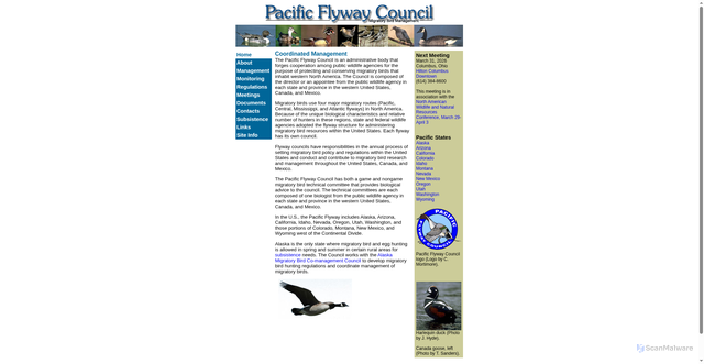 Security scan screenshot of https://pacificflyway.gov/