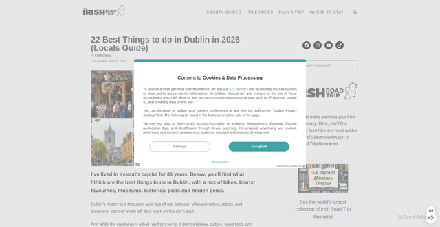 Security scan screenshot of https://www.theirishroadtrip.com/things-to-do-in-dublin/
