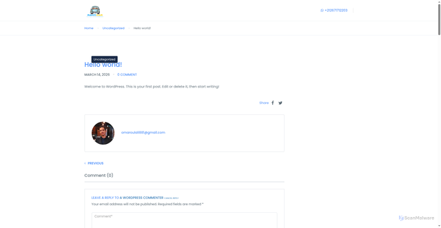 Security scan screenshot of https://location-voitureouarzazate.com/hello-world/?replytocom=1