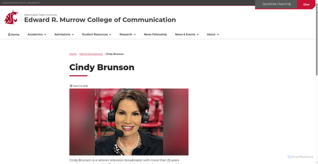 Security scan screenshot of https://murrow.wsu.edu/cindy-brunson/
