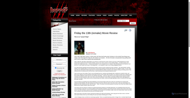 Security scan screenshot of https://www.horror.com/php/article-2261-1.html