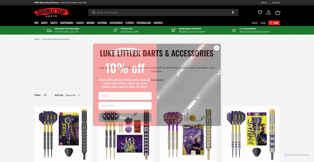 Security scan screenshot of https://www.doubletopdartshop.com/collections/luke-littler