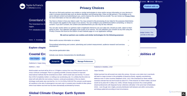 Security scan screenshot of https://taylorandfrancis.com/knowledge/Engineering_and_technology/Chemical_engineering/Greenland_ice_sheet/