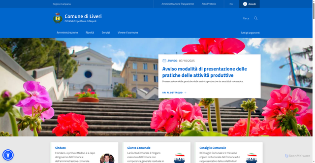 Security scan screenshot of https://www.comune.liveri.na.it/