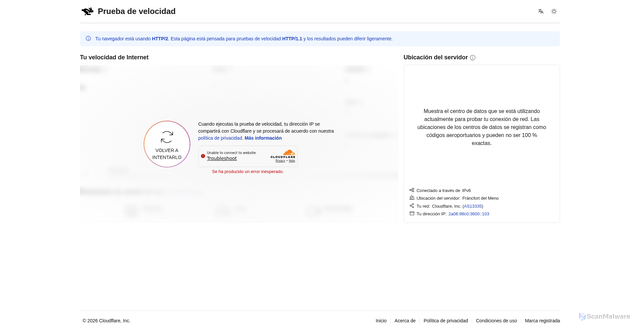 Security scan screenshot of https://maple-pine-8b76-a92ec27b.pages.dev/es-es