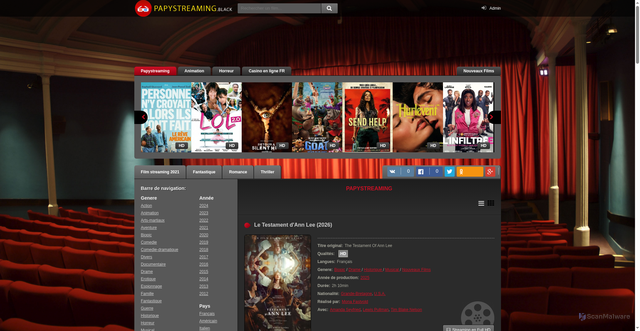 Security scan screenshot of https://papystreaming.group