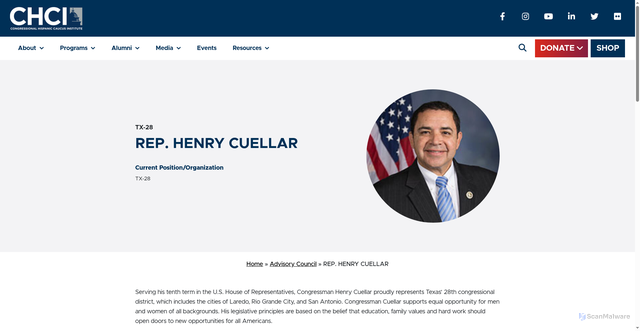 Security scan screenshot of https://chci.org/staff-and-leadership/rep-henry-cuellar/