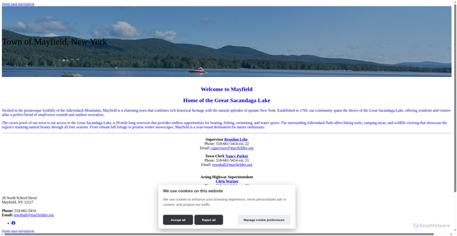Security scan screenshot of https://townofmayfieldny.gov/