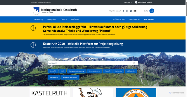 Security scan screenshot of https://www.gemeinde.kastelruth.bz.it/de