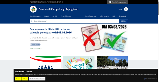 Security scan screenshot of https://www.comune.campolongotapogliano.ud.it/