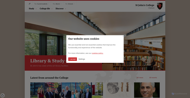 Security scan screenshot of https://www.sjc.ox.ac.uk/