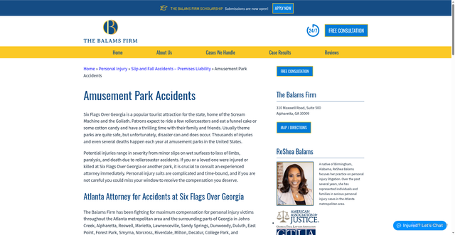 Security scan screenshot of https://www.balamslaw.com/personal-injury/premises-liability/amusement-park-accidents/