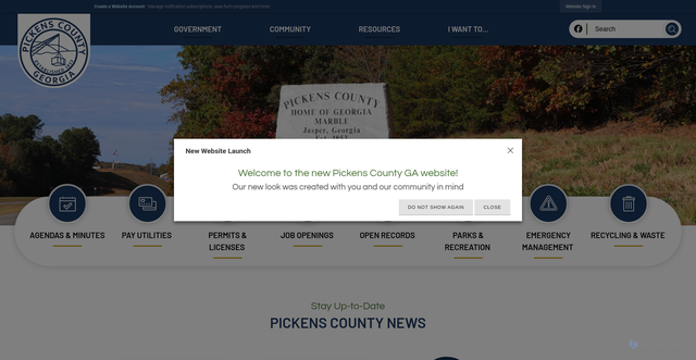 Security scan screenshot of https://www.pickenscountyga.gov