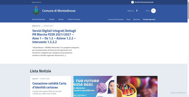 Security scan screenshot of https://comune.montedinove.ap.it/