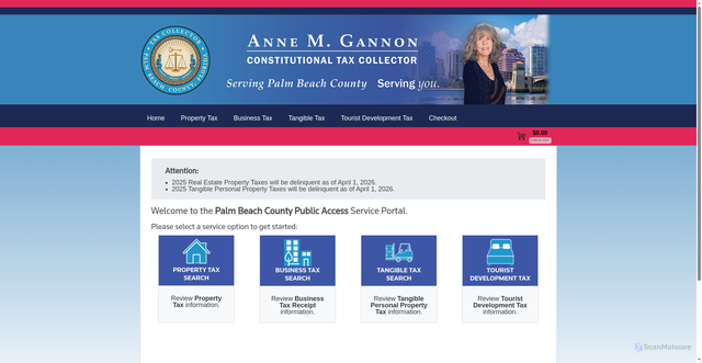 Security scan screenshot of https://pbctax.publicaccessnow.com