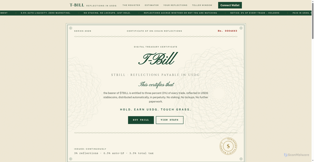 Security scan screenshot of https://t-bills.fun/