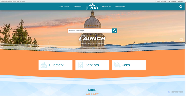 Security scan screenshot of https://idaho.gov/