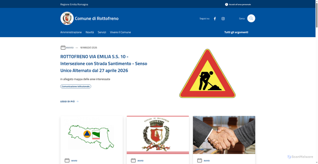Security scan screenshot of https://www.comune.rottofreno.pc.it