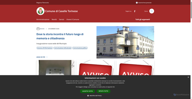 Security scan screenshot of https://www.comune.caselle-torinese.to.it/it
