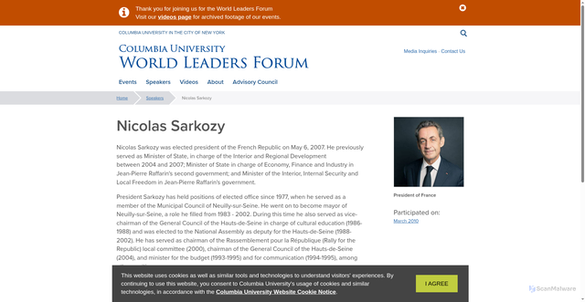 Security scan screenshot of https://worldleaders.columbia.edu/directory/nicolas-sarkozy