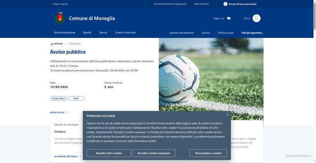 Security scan screenshot of https://www.comune.moneglia.ge.it