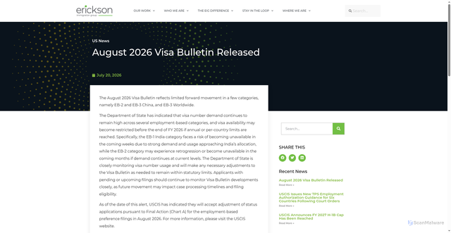 Security scan screenshot of https://eiglaw.com/august-2026-visa-bulletin-released/