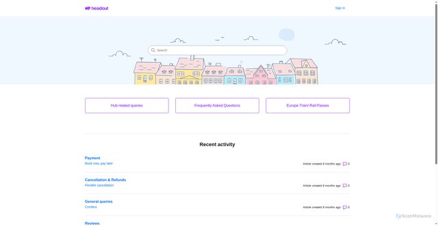Security scan screenshot of https://headout.zendesk.com