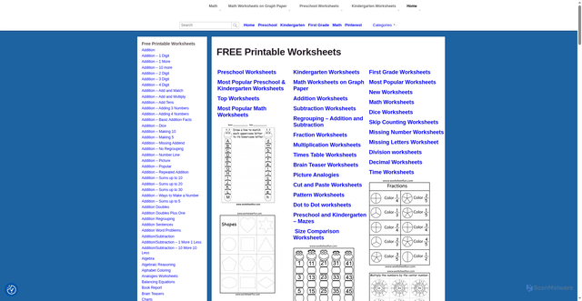 Security scan screenshot of https://www.worksheetfun.com