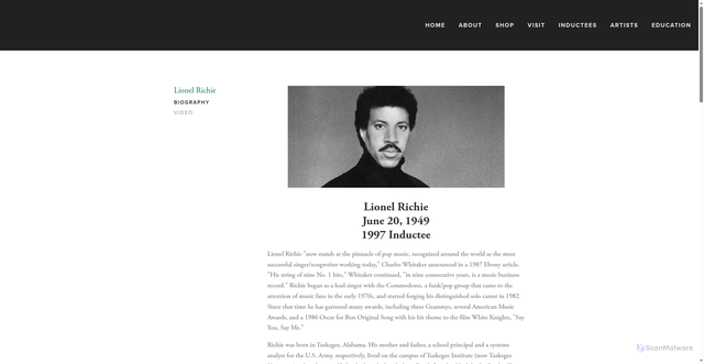 Security scan screenshot of https://www.alamhof.org/lionelrichie
