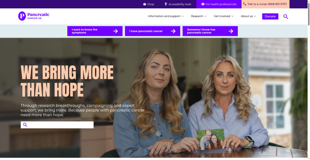 Security scan screenshot of https://pancreaticcancer.org.uk