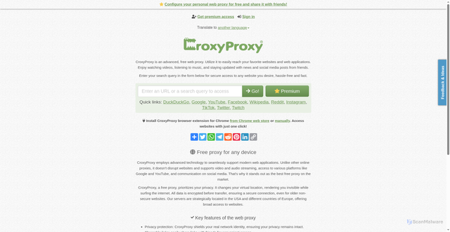 Security scan screenshot of https://croxyproxy.rocks