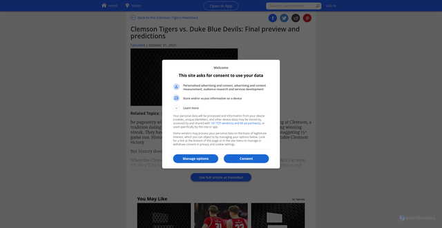 Security scan screenshot of https://www.chatsports.com/clemson-tigers/a/source/clemson-tigers-vs-duke-blue-devils-final-preview-and-predictions-18365258