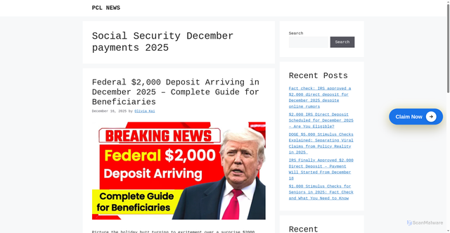 Security scan screenshot of https://patriotchristmaslighting.com/tag/social-security-december-payments-2025/